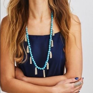 Kendra Scott Vanina Necklace Rose Gold Pyrite Beads Tassel Fringe Layering NWT